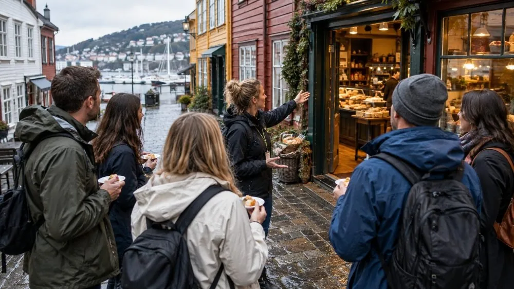 Bergen: A Taste of Bergen Food Tour mit Fløibanen Standseilbahn
