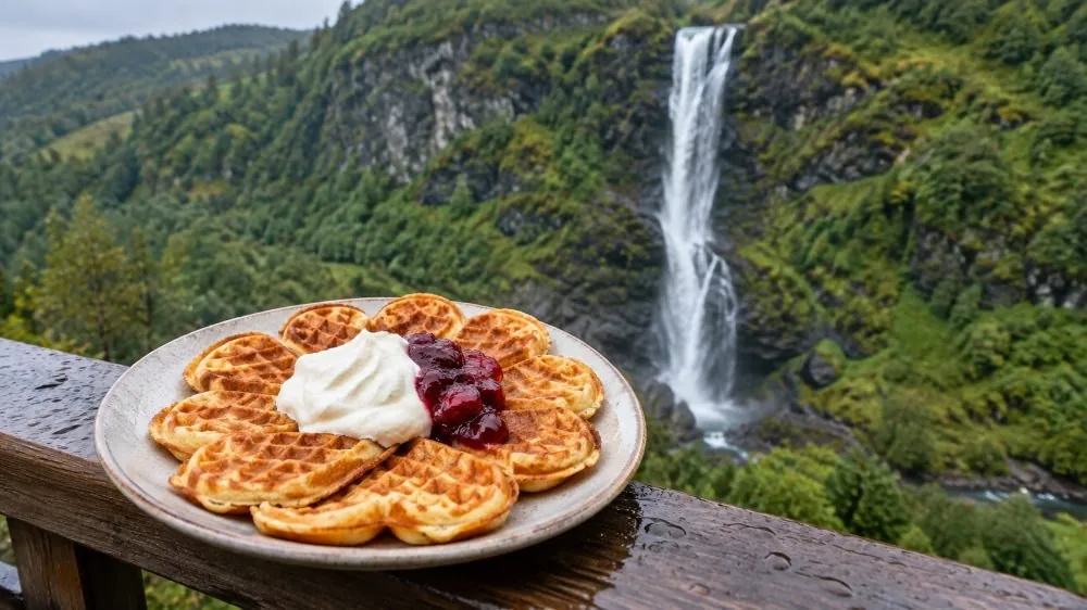 Bergen: Geführte Tour durch die Altstadt und zu den Wasserfällen mit Waffeln